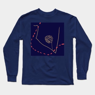 Tropical Dark Blue String Abstract Art Long Sleeve T-Shirt